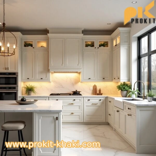 خرید کابینت آشپزخانه به رنگ استخوانی