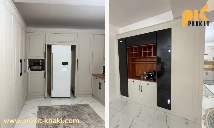 نصب کابینت نئوکلاسیک کرم رنگ