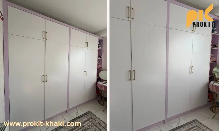 طراحی کمد دیواری سفید صورتی