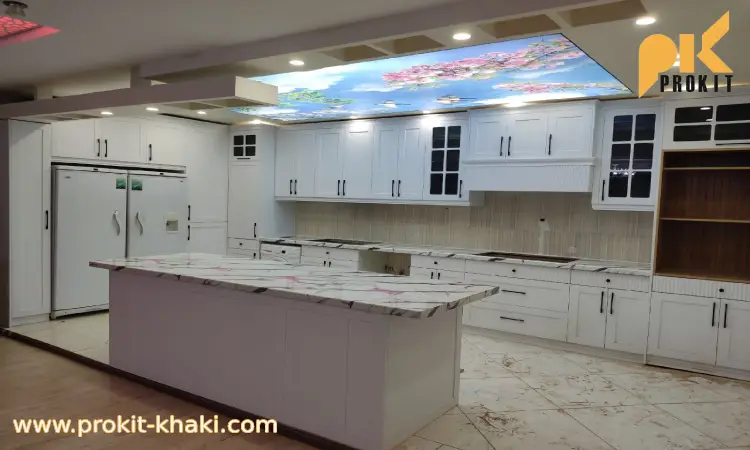 نصب کابینت نئوکلاسیک تمام سفید